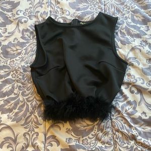 Black fur crop top